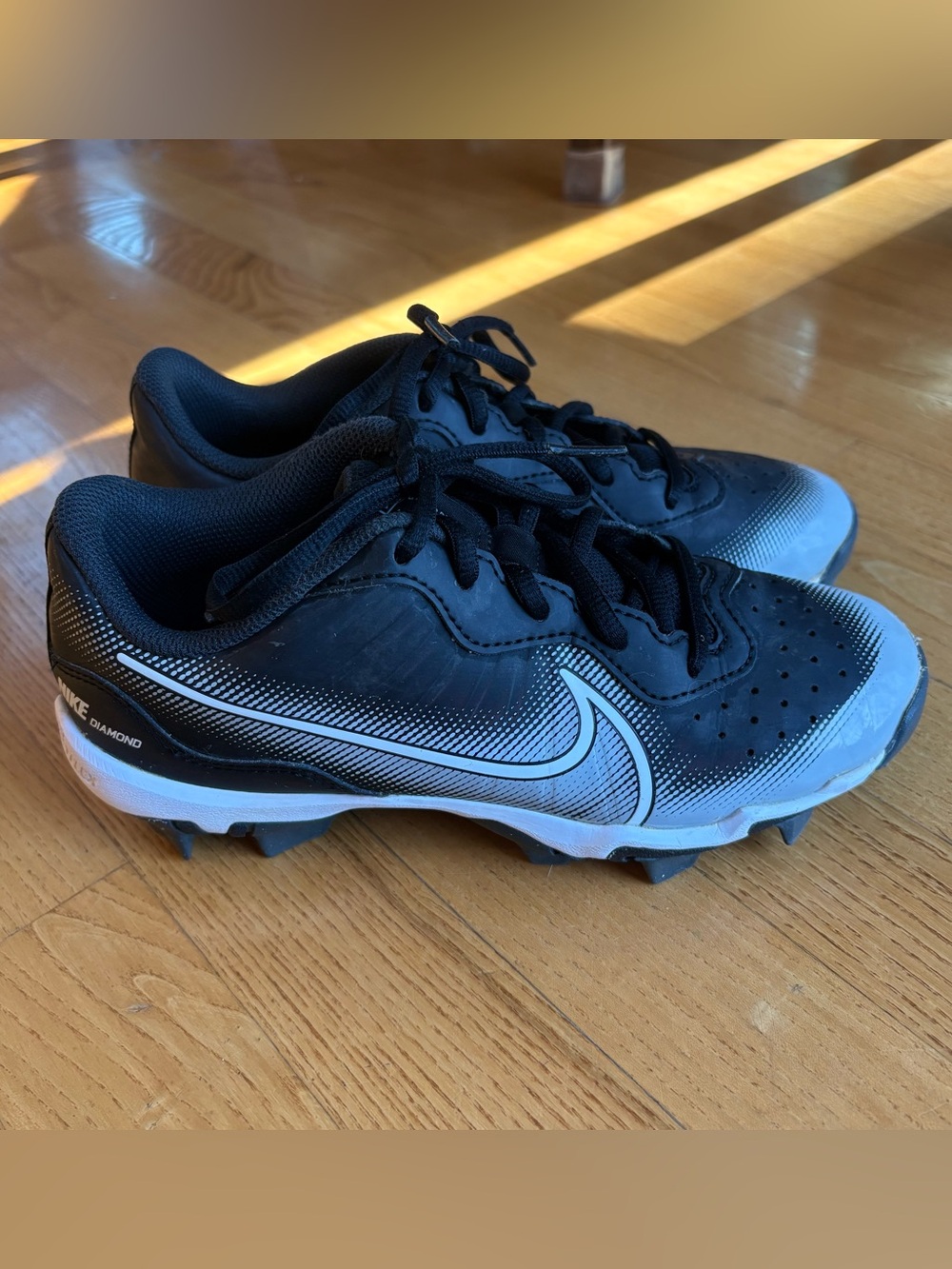NIKE ALPHA BASEBALL CLEATS HUARACHE 4 KEYSTONE Black Dark Smoke Gray YOUTH SZ 4Y